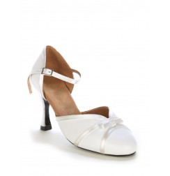 Elegant white leather bridal shoes