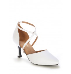 Elegant white leather bridal shoes