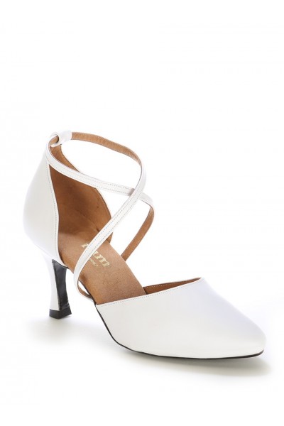 Elegant white leather bridal shoes
