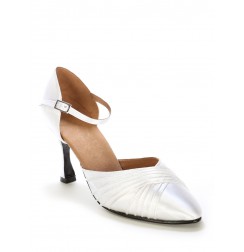 Elegant white leather bridal shoes