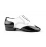 Black and white leather derbies dancing shoes for men