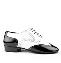 Black and white leather derbies dancing shoes for men