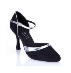 Elegant black and silver leather comfort shoes