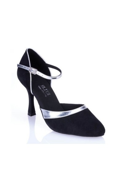 Elegant black and silver leather comfort shoes