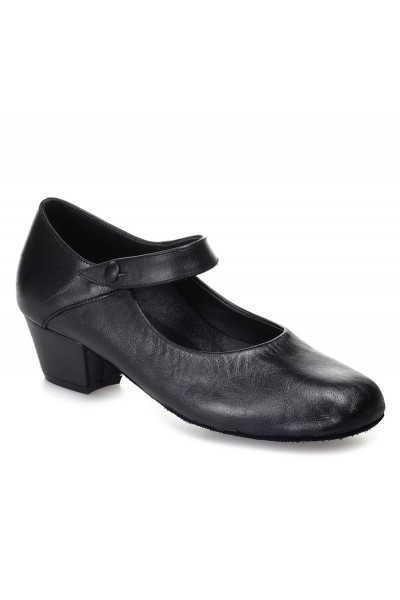 Black leather comfort shoes