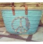 Blue peace and love beach bag