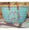 Blue peace and love beach bag