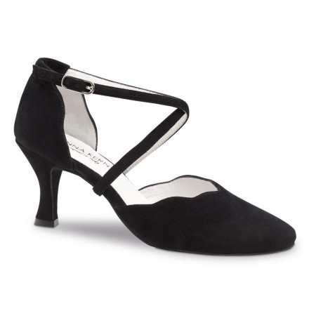 Ladies black suede leather closed dance shoes 