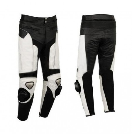 Black and white biker pants for high protection