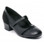Black leather and patent comfort shoes