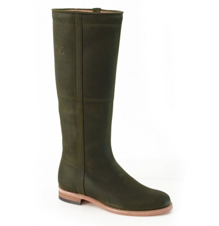 green leather boots