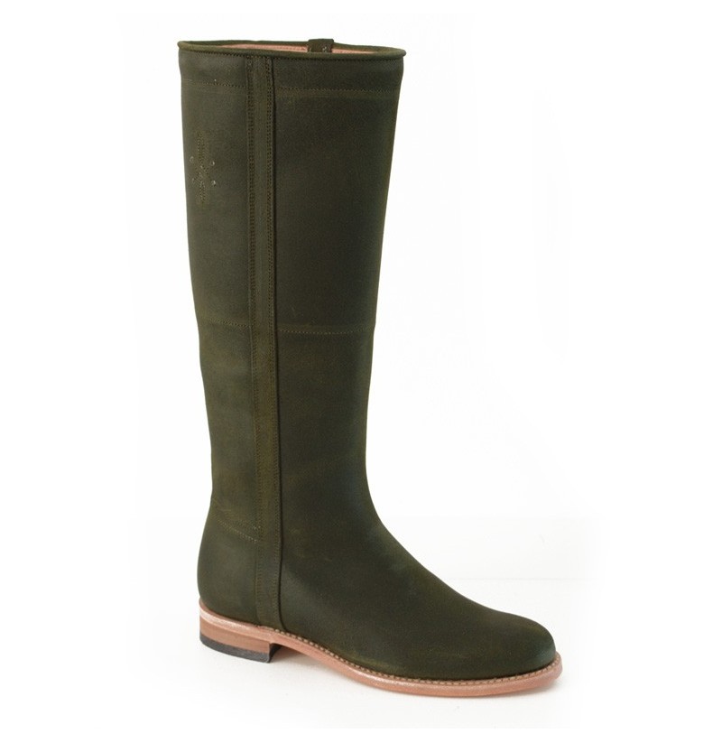 green leather boots