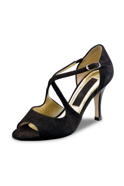 Elegant black suede leather pump shoe