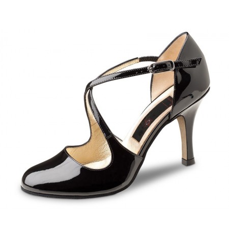 Black patent leather pump - comfort heel shoe- comfort shoes