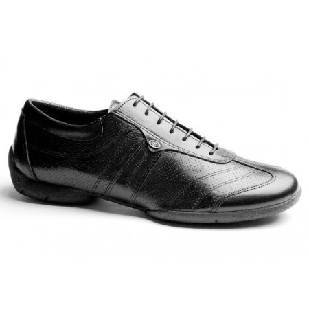 pause Bourgogne Fejlfri BLACK LEATHER FORMAL TRAINERS Men's leather black dance sneakers