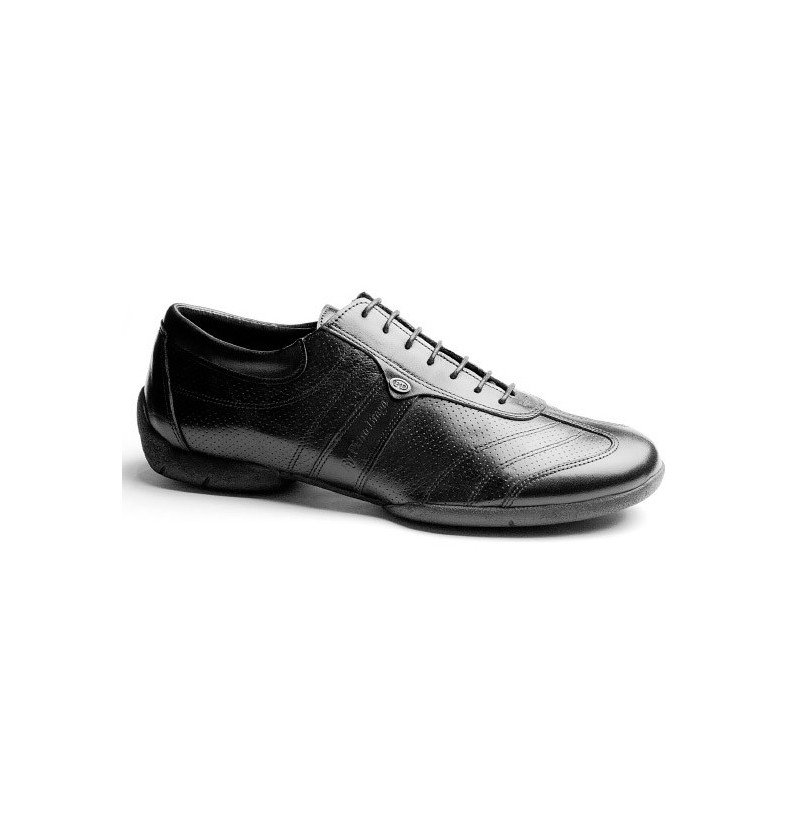 BLACK LEATHER FORMAL TRAINERS Men's leather black dance sneakers