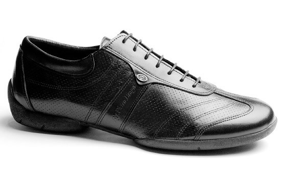 BLACK LEATHER FORMAL TRAINERS Men's leather black dance sneakers