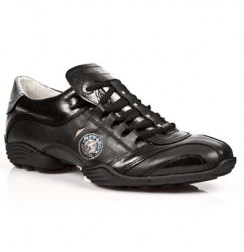 Black leather man sneaker shoe