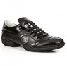 Black leather sneakers for men