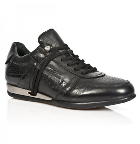 Black leather rock sneakers