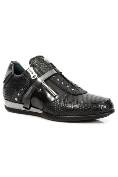 Black snake leather sneakers