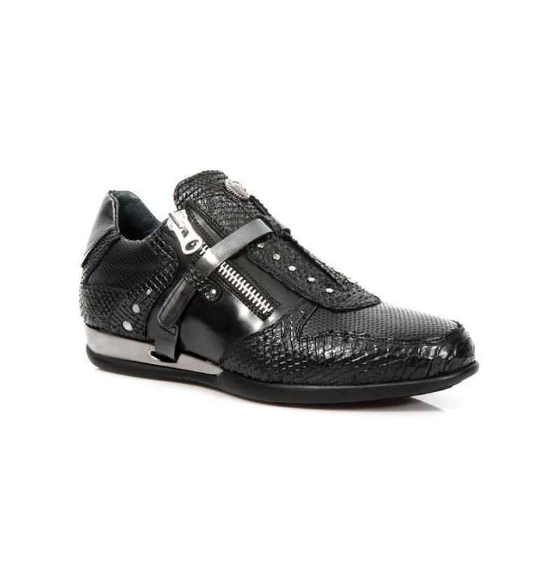 BLACK LEATHER SNAKESKIN TRAINERS High quality snakeskin leather shoes