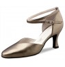 Shiny bronze leather closed toe dancing shoes