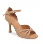 Elegant beige leather comfort heel shoe
