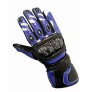Blue leather motorcycle gloves carbon protections