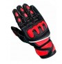Red leather motorcycle gloves high protection