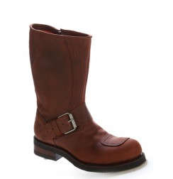 Custom made brown oiled leather biker boots