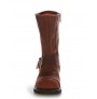 Brown oiled leather bike boots with steel point