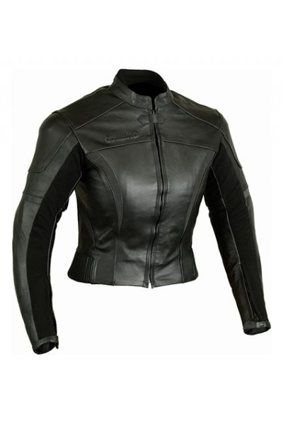 Woman Black leather bike jacket 