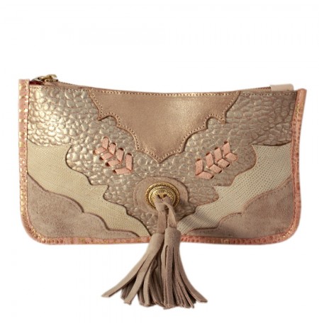 Western leather cross body bag with fringes