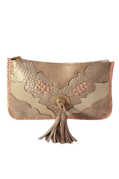 Western leather crossbody bag with fringes