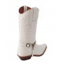 White Mexican cowboy boots with buffalo straps 