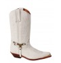 White Mexican cowboy boots with buffalo straps 