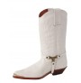 White Mexican cowboy boots with buffalo straps 