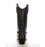 Custom-made black leather Mexican cowboy boots with buffalo bridles