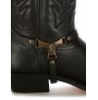 Custom-made black leather Mexican cowboy boots with buffalo bridles