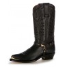 Custom-made black leather Mexican cowboy boots with buffalo bridles