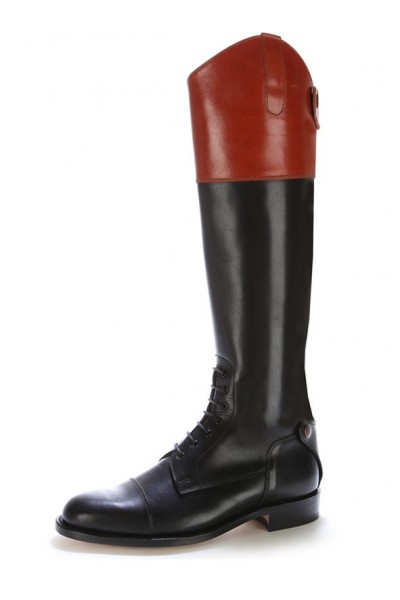 Two tone leather riding boots with bootlaces