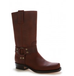 Brown bike boots with bridles and rivets