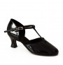 Black patent leather comfort heel