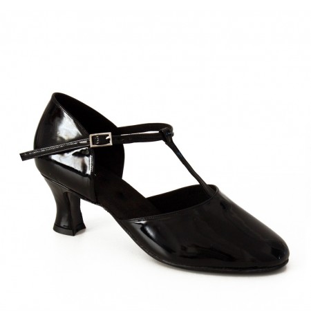 Black patent leather comfort heel