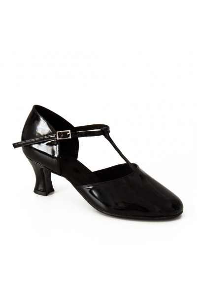 Black patent leather comfort heel