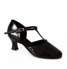 Black patent leather comfort heel