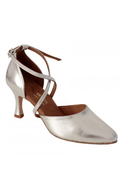 Silver leather comfort shoe