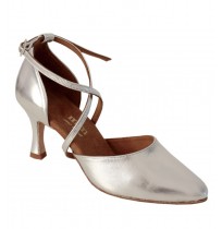 Silver leather comfortable bridal shoes