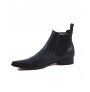 Black leather ankle boots for men